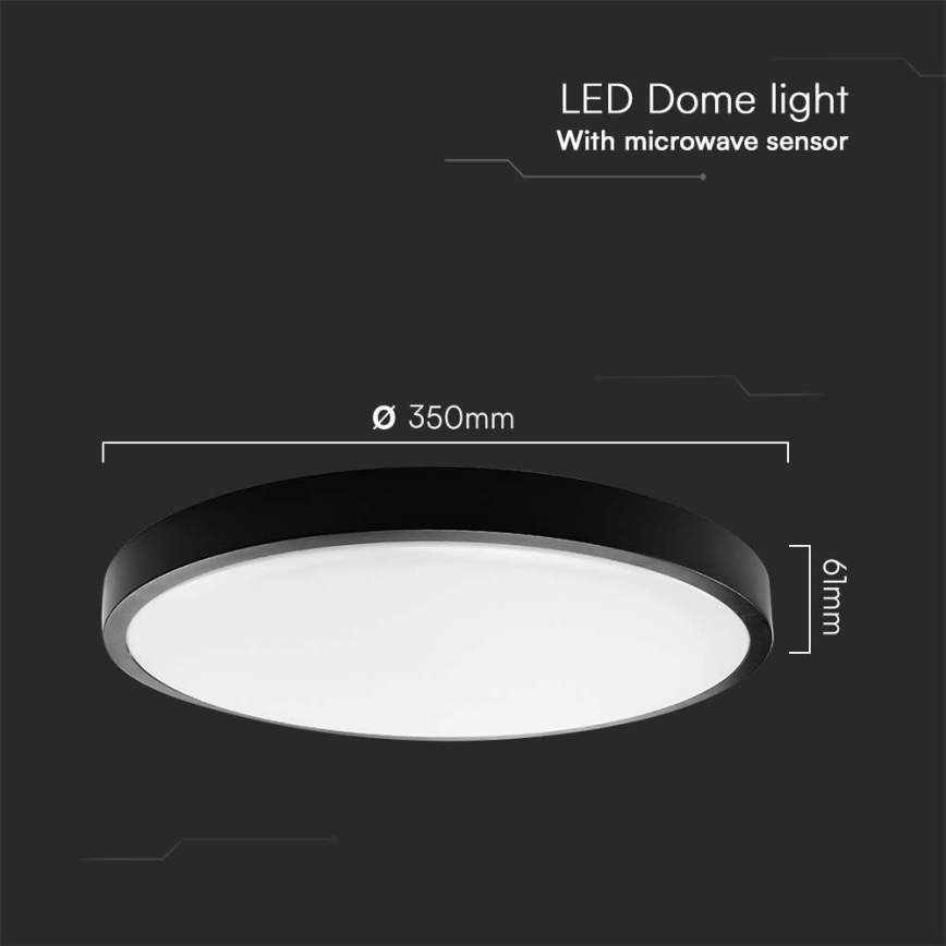 Plafonieră LED cu senzor pentru baie LED/24W/230V 4000K IP44 negru + telecomandă