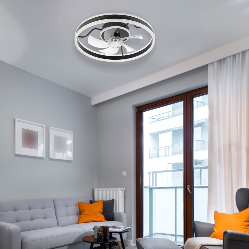 Plafonieră LED dimabilă cu ventilator APOLLO LED/38W/230V negru + telecomandă