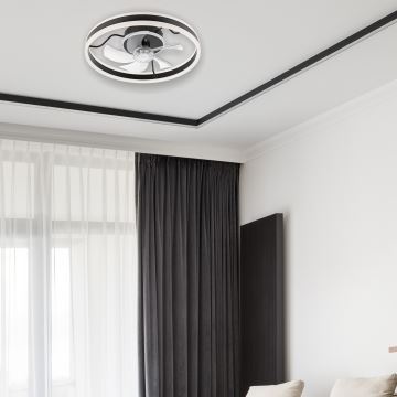 Plafonieră LED dimabilă cu ventilator APOLLO LED/38W/230V negru + telecomandă