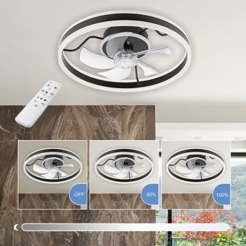 Plafonieră LED dimabilă cu ventilator APOLLO LED/38W/230V negru + telecomandă