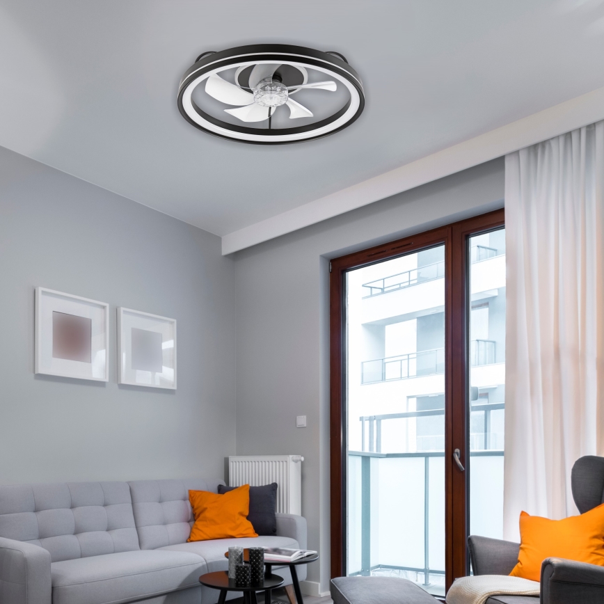 Plafonieră LED dimabilă cu ventilator FARGO LED/37W/230V negru + telecomandă