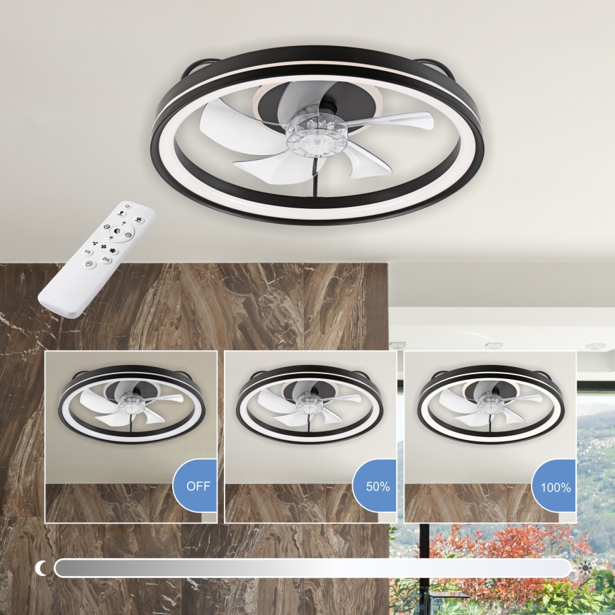 Plafonieră LED dimabilă cu ventilator FARGO LED/37W/230V negru + telecomandă