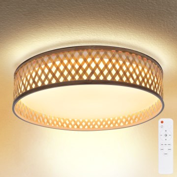 Plafonieră LED dimabilă Brilagi CAMILA LED/48W/230V 3000-6500K bambus d. 40 cm + telecomandă