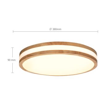 Plafonieră LED dimabilă Brilagi MOLINA LED/48W/230V 3000-6500K stejar d. 38 cm + telecomandă