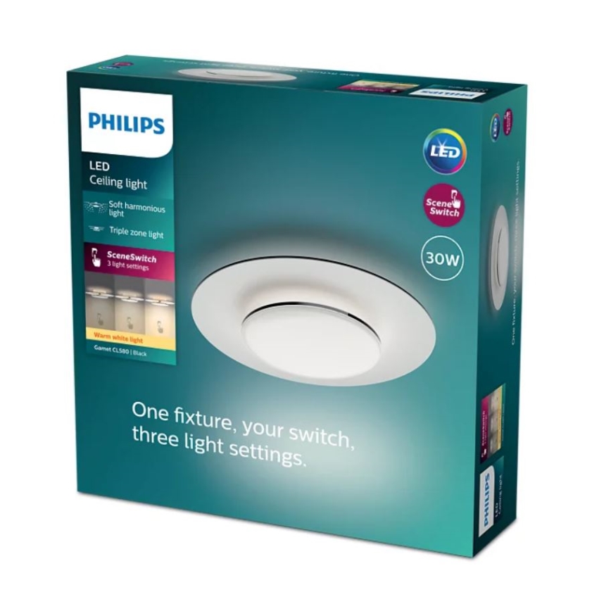 Plafonieră LED dimabilă SCENE SWITCH LED/30W/230V 2700K negru Philips