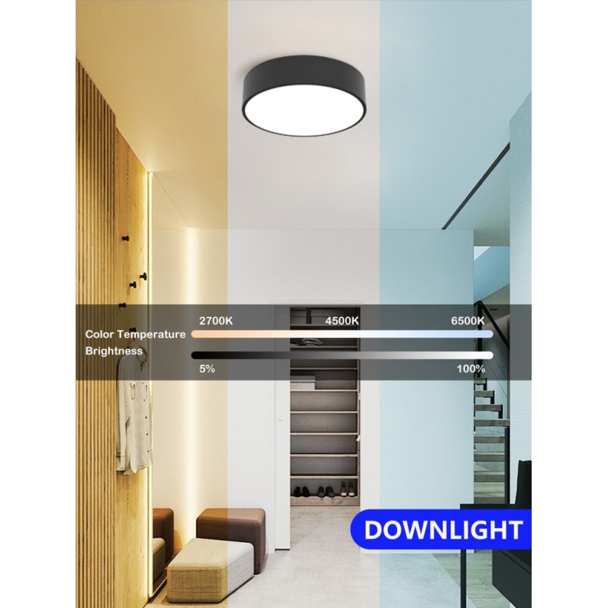 Plafonieră LED dimabilă Immax NEO 07200L RONDATE LED/18W/230V 3000-6000K d. 25 cm negru Tuya + telecomandă