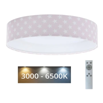 Plafonieră LED dimabilă SMART GALAXY KIDS LED/24W/230V 3000-6500K roz/alb stele + telecomandă