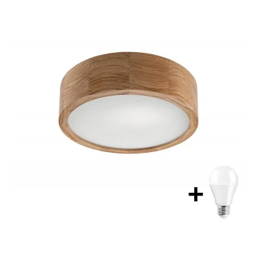 Plafonieră LED OAK 1xE27/10W/230V stejar d. 27 cm