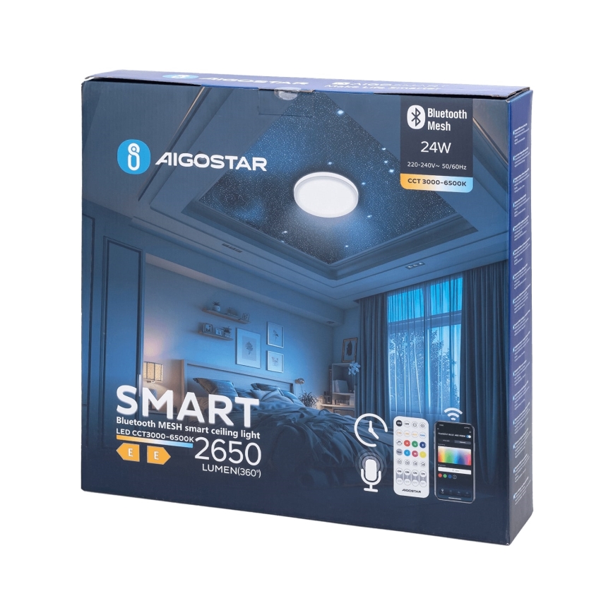 Plafonieră LED pentru baie Aigostar LED/24W/230V 3000-6500K IP44 + telecomandă