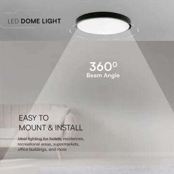 Plafonieră LED pentru baie LED/24W/230V IP44 6500K d. 29 cm negru