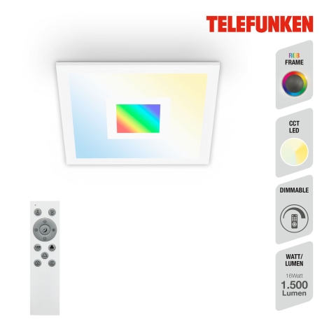 Plafonieră LED RGBW Telefunken 319006TF LED/16W/230V 2700-6500K + telecomandă