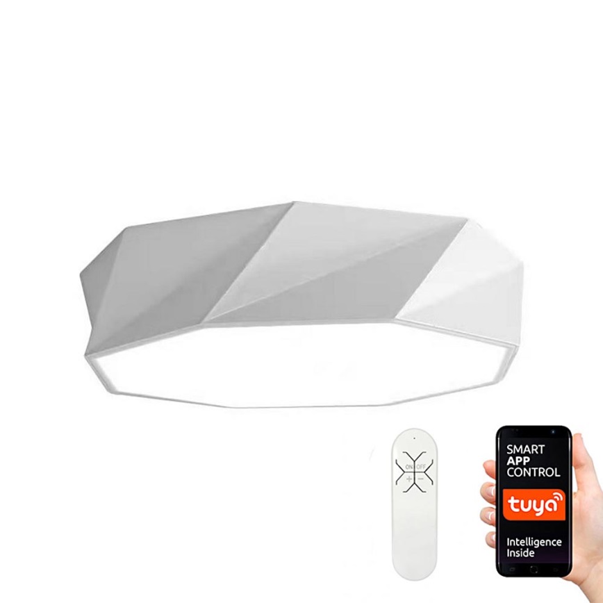 Plafonieră LED SMART DIAMANTE albă LED/43W/230V 60 cm Immax NEO 07131-W60 + telecomandă Tuya ZigBee