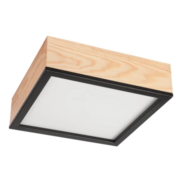 Plafonieră NATURAL SQUARE 2xE27/15W/230V 31x31 cm pin/negru