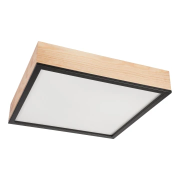 Plafonieră NATURAL SQUARE 4xE27/15W/230V 48x48 cm pin/negru