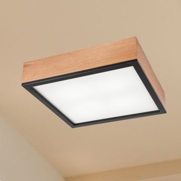 Plafonieră OAK SQUARE 4xE27/15W/230V 39x39 cm stejar/negru