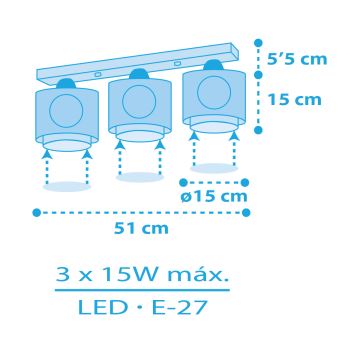 Plafonieră pentru copii Dalber 60653 PIRATE ISLAND 3xE27/15W/230V