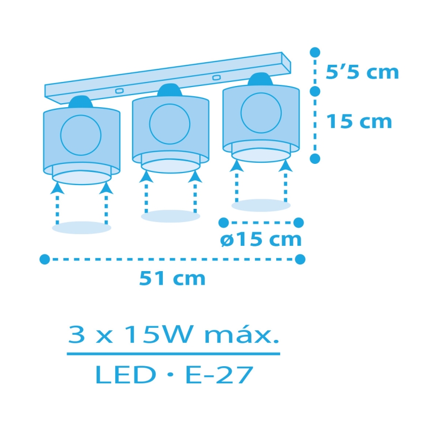 Plafonieră pentru copii Dalber 60653 PIRATE ISLAND 3xE27/15W/230V