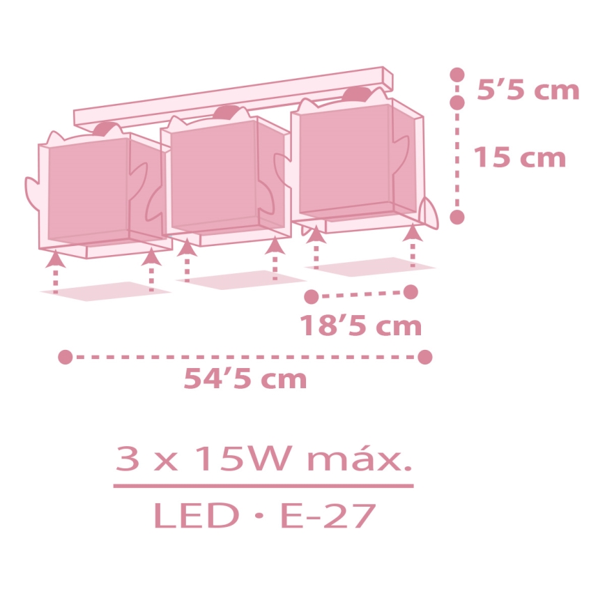 Plafonieră pentru copii Dalber 64483 LITTLE FRIENDS 3xE27/15W/230V