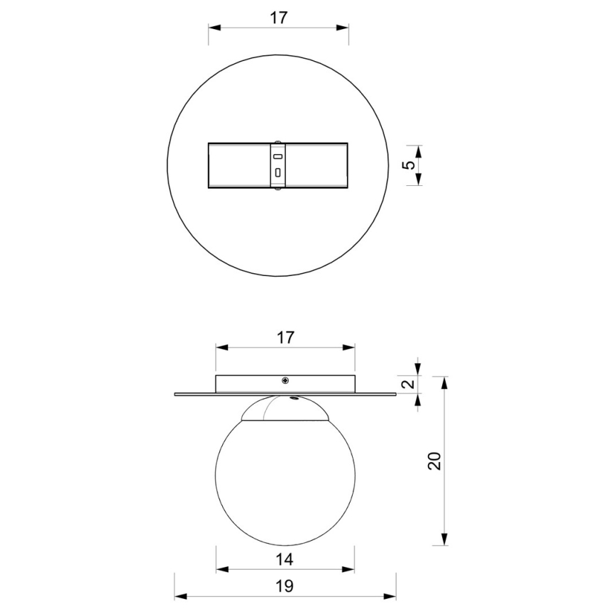 Plafonieră PLATO 1xE14/40W/230V d. 19 cm