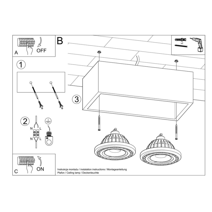 Plafonieră QUATRO AR111 2xGU10/40W/230V beton