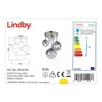 Plafonieră RAVENA 2xE27/40W/230V + 2xE27/25W/230V Lindby