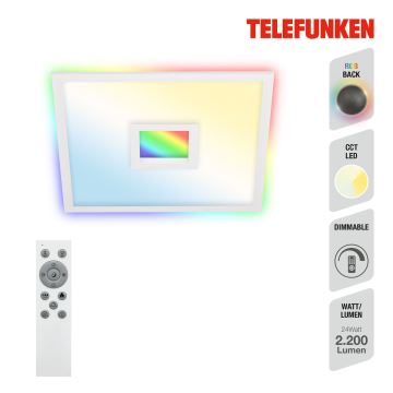 Plafonieră RGBW dimabilă Telefunken 319406TF LED/24W/230V 2700-6500K alb + telecomandă