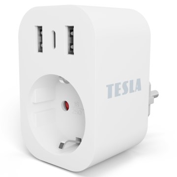 Priză inteligentă TESLA Smart 3680W/230V/16A tip F/E 2xUSB-A + 1xUSB-C Wi-Fi