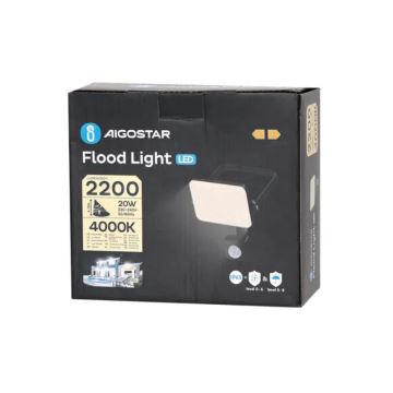 Proiector LED cu senzor Aigostar LED/20W/230V 4000K IP65 negru