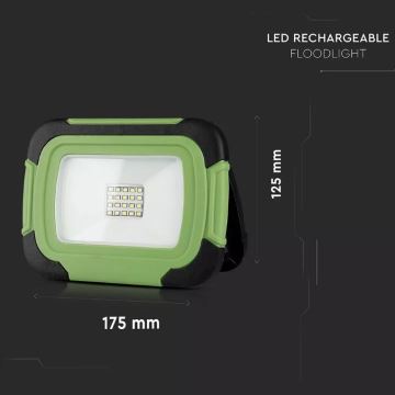 Proiector LED reîncărcabil SAMSUNG CHIP LED/10W/3,7V/USB IP44 6400K verde