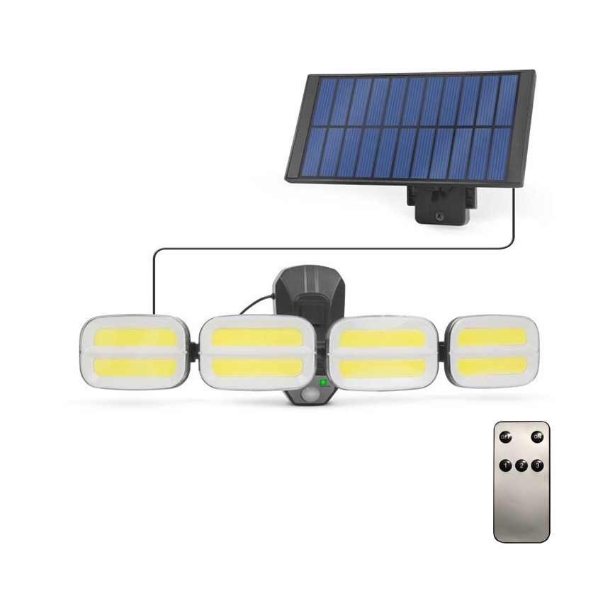 Proiector LED solar cu senzor 4xLED/2,5W/6V IP65 + telecomandă