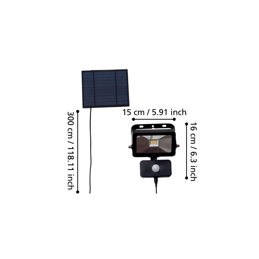 Proiector LED solar cu senzor 15xLED/0,03W/3,7V IP44 Eglo