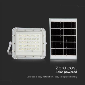 Proiector LED solar dimabil de exterior LED/10W/3,2V IP65 6400K alb + telecomandă