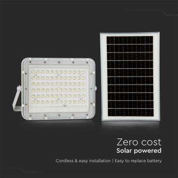 Proiector LED solar dimabil de exterior LED/15W/3,2V IP65 6400K alb + telecomandă