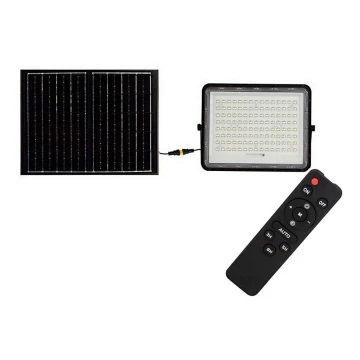 Proiector LED solar de exterior LED/20W/3,2V 4000K negru IP65 + telecomandă