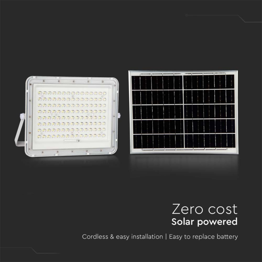 Proiector LED solar de exterior LED/20W/3,2V 6400K alb IP65 + telecomandă