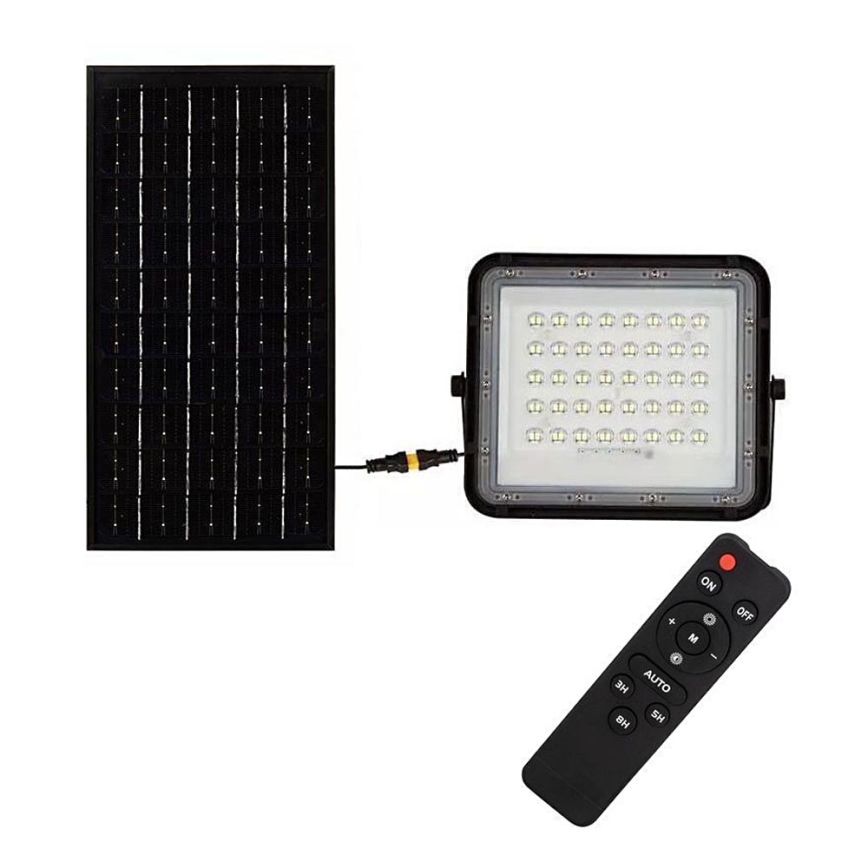 Proiector LED solar dimabil de exterior LED/10W/3,2V IP65 6400K negru + telecomandă