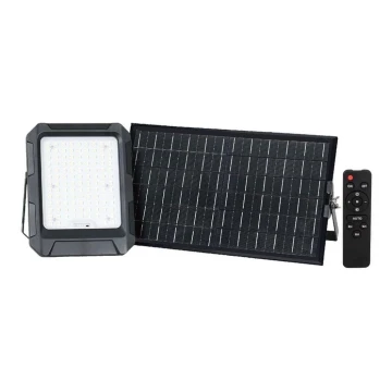 Proiector LED solar LED/15W/3,7V IP65 4000K negru + telecomandă