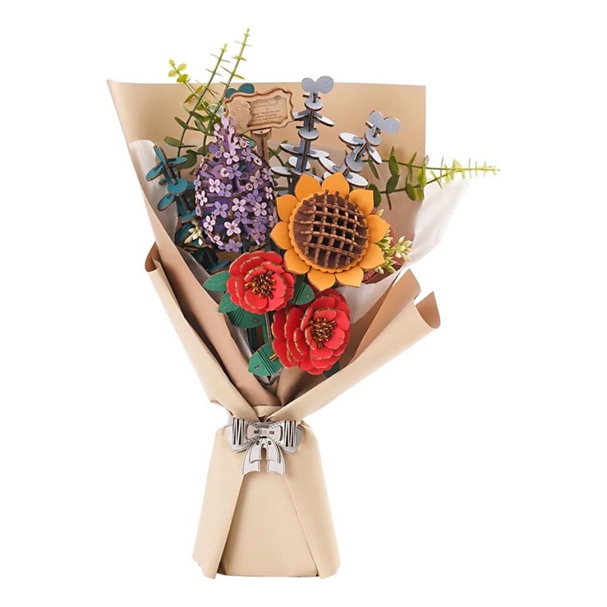 Puzzle 3D din lemn RoboTime buchet