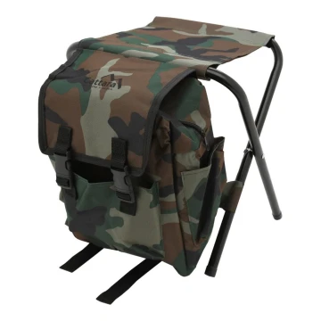 Scaun pliabil de tabără cu rucsac camuflaj