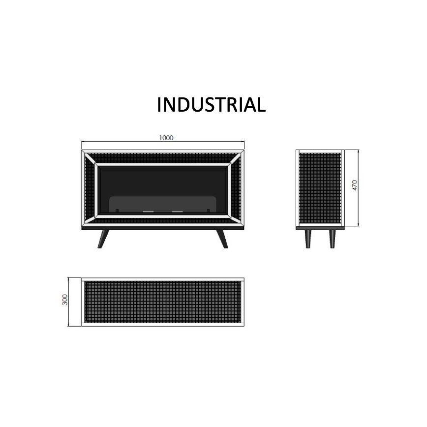 Șemineu BIO 100x47 cm 3kW industrial InFire