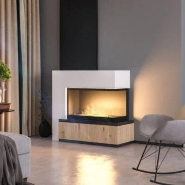 Șemineu BIO de colț 80x45 cm 3,5kW negru InFire