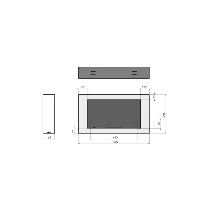 Șemineu BIO de perete InFire 100x56 cm 3kW alb