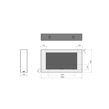 Șemineu BIO de perete InFire 100x56 cm 3kW negru