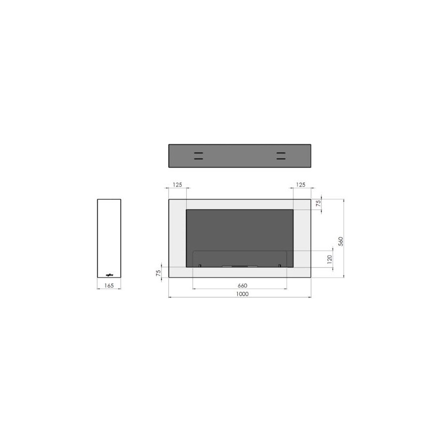 Șemineu BIO de perete InFire 100x56 cm 3kW negru