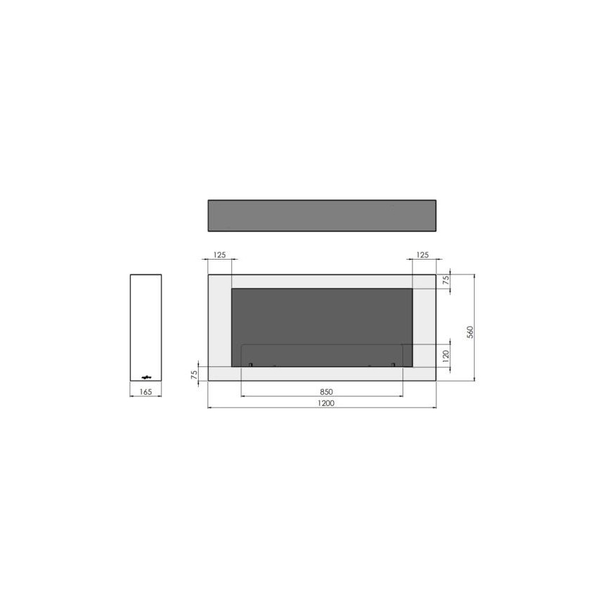 Șemineu BIO de perete InFire 120x56 cm 3kW alb