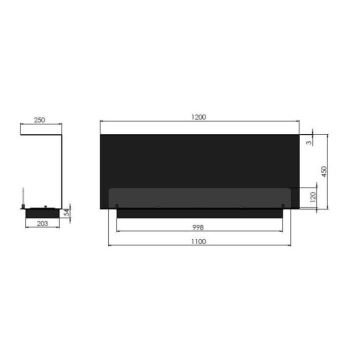 Șemineu BIO încorporat 120x45 cm 3kW negru InFire