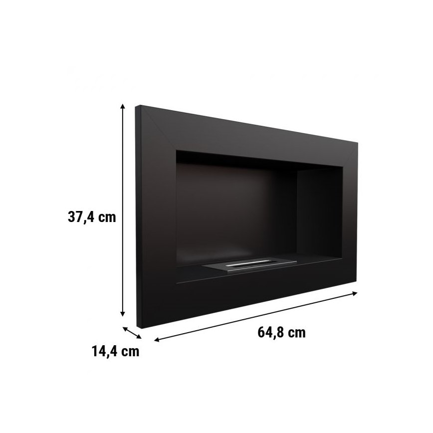 Șemineu BIO încorporat 37,4x64,8 cm 1kW negru Kratki