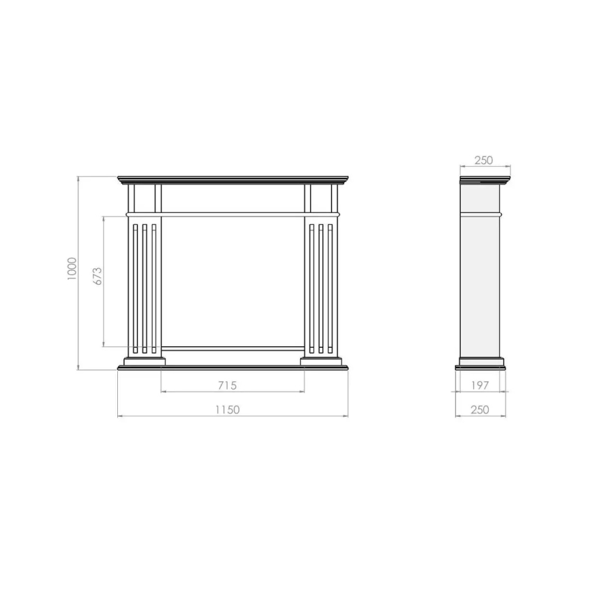 Șemineu BIO InFire 115x100 cm 3kW alb