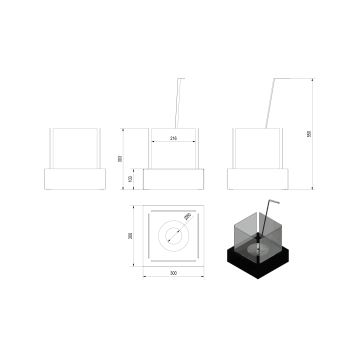 Șemineu BIO 30,3x30 cm 1kW alb Kratki