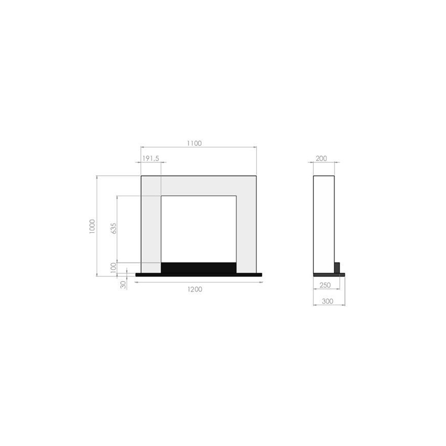 Șemineu InFire BIO 100x120 cm 3,5kW alb